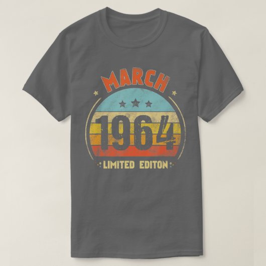 59e verjaardag Geweldige sinds maart 1964 Retro 59 T-shirt (Design voorkant)