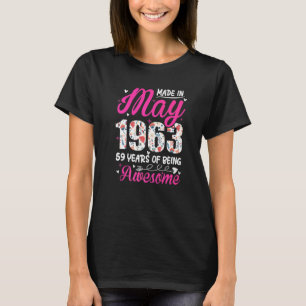 59e verjaardag Geweldige sinds mei 1963 Floral T-shirt