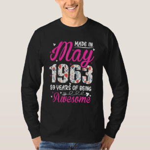 59e verjaardag Geweldige sinds mei 1963 Floral T-shirt