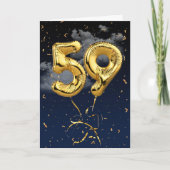 59e verjaardag Gold Mylar ballon en Confetti Card Kaart (Voorkant)