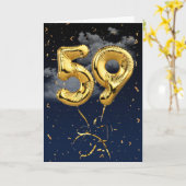 59e verjaardag Gold Mylar ballon en Confetti Card Kaart (Gele Bloem)