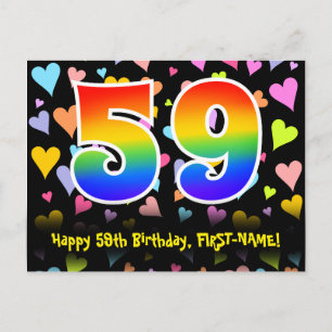 59e verjaardag: Hartjes patroon, Regenboog 59 Briefkaart