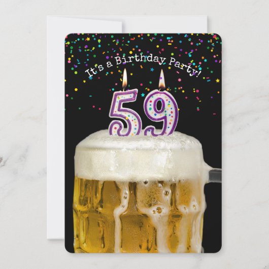 59e verjaardag kaars feestuitnodiging kaart (Voorkant)