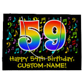 59e verjaardag - Kleurrijke muzieksymbolen, Rainbo Groot Cadeauzakje (Achterkant)