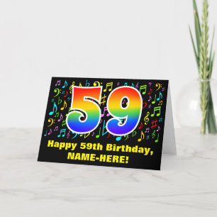59e verjaardag: kleurrijke muzieksymbolen & regenb kaart