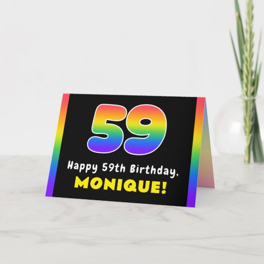 59e verjaardag: kleurrijke regenboog # 59, Naam va Kaart (Voorkant)