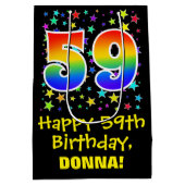 59e verjaardag: Kleurrijke Sterren Patroon & Regen Medium Cadeauzakje (Achterkant)