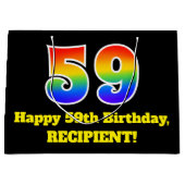 59e verjaardag ~ Leuk, Kleurrijk, Levendig, Regenb Groot Cadeauzakje (Voorkant)