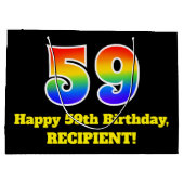 59e verjaardag ~ Leuk, Kleurrijk, Levendig, Regenb Groot Cadeauzakje (Achterkant)