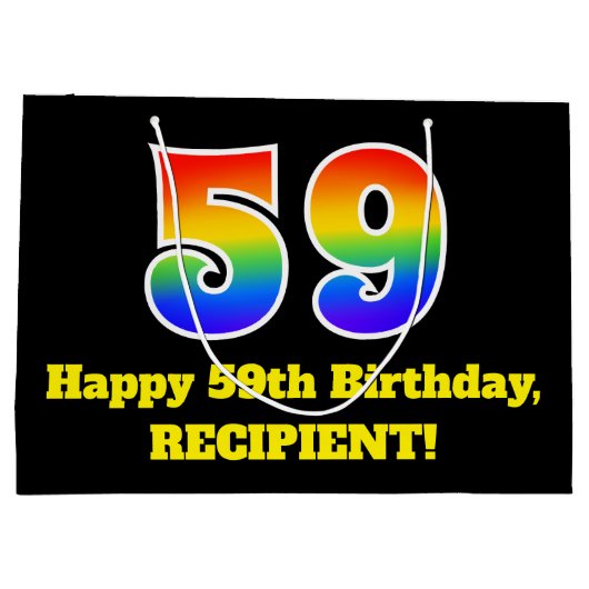 59e verjaardag ~ Leuk, Kleurrijk, Levendig, Regenb Groot Cadeauzakje (Achterkant)