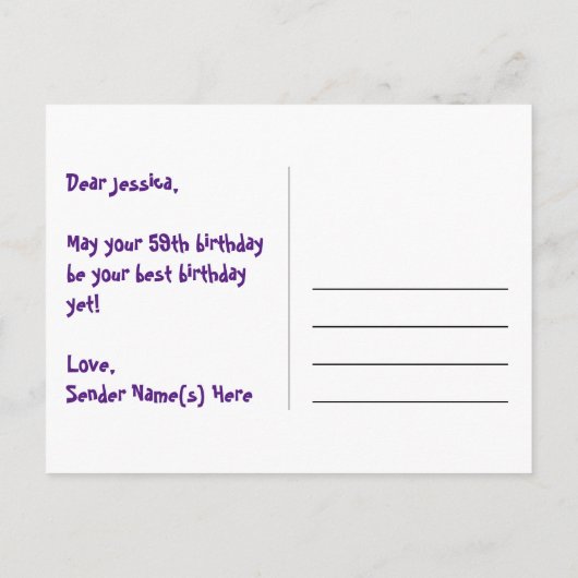 59e verjaardag: leuk sterrenpatroon, regenboog 59, briefkaart (Achterkant)