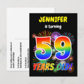 59e verjaardag - Leuk vuurwerk, Rainbow Look "59" Briefkaart (Voorkant / Achterkant)