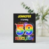 59e verjaardag - Leuk vuurwerk, Rainbow Look "59" Briefkaart (Staand voorkant)