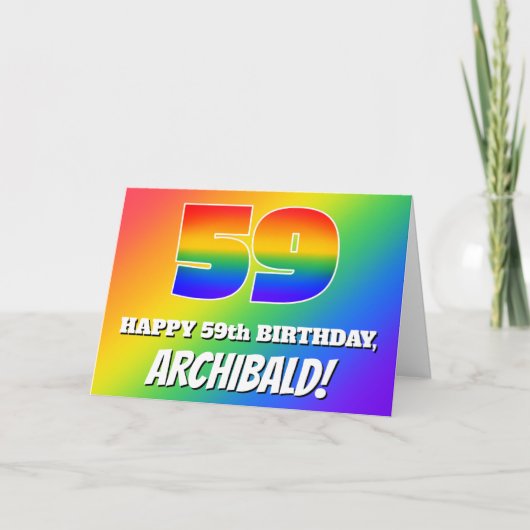 59e verjaardag: Meerkleurig regenboogpatroon # 59 Kaart (Voorkant)