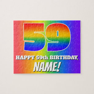 59e verjaardag — Meerkleurig regenboogpatroon "59" Legpuzzel