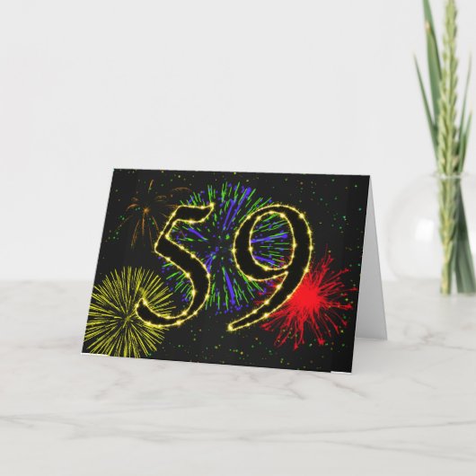 59e verjaardag met vuurwerk kaart (Voorkant)