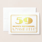 59e verjaardag; naam + Art Deco geïnspireerd look Folie Kaarten (Voorkant met envelop)
