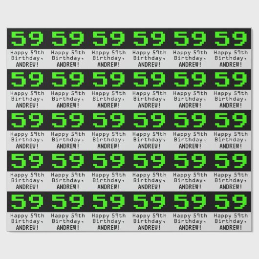 59e verjaardag - Nerdy / Geeky stijl "59" en naam Cadeaupapier (Vlak)