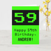 59e verjaardag: Nerdy / Geeky stijl "59" en naam Kaart (Gele Bloem)