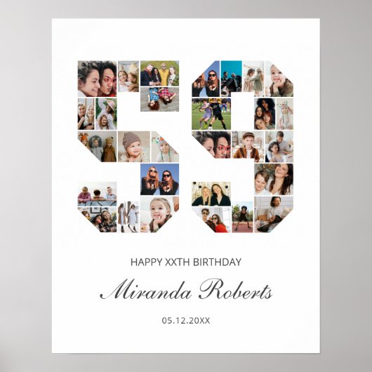 59e verjaardag nummer 59 aangepaste fotocollage poster (Voorkant)