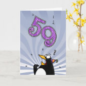 59e verjaardag - Penguin Surprise Kaart (Gele Bloem)