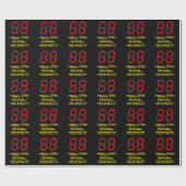59e verjaardag: Red Digital Clock Style "59" + naa Cadeaupapier (Vlak)