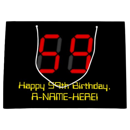 59e verjaardag: Red Digital Clock Style "59" + naa Groot Cadeauzakje (Voorkant)