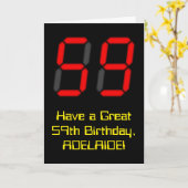 59e verjaardag: Red Digital Clock Style "59" + naa Kaart (Gele Bloem)