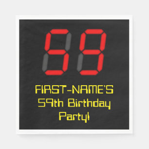 59e verjaardag: Red Digital Clock Style "59" + naa Servet