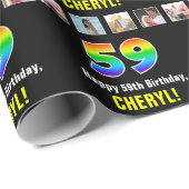 59e verjaardag: Regenboog "59"; Aangepaste foto's Cadeaupapier (Rol Hoek)