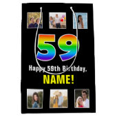 59e verjaardag: Regenboog "59", aangepaste foto's  Medium Cadeauzakje (Voorkant)