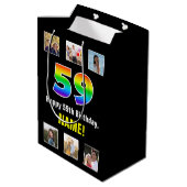 59e verjaardag: Regenboog "59", aangepaste foto's  Medium Cadeauzakje (Achterkant Gekanteld)