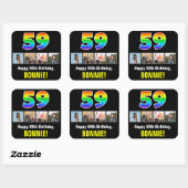 59e verjaardag: Regenboog "59"; Aangepaste foto's Vierkante Sticker (Vel)