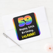 59e verjaardag: Regenboogspectrum # 59, Aangepaste Vierkante Sticker (Envelop)