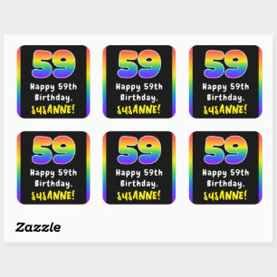 59e verjaardag: Regenboogspectrum # 59, Aangepaste Vierkante Sticker