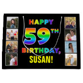 59e verjaardag: Regenboogtekst, aangepaste foto's Groot Cadeauzakje (Voorkant)