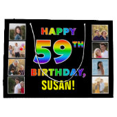 59e verjaardag: Regenboogtekst, aangepaste foto's Groot Cadeauzakje (Achterkant)