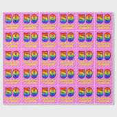 59e verjaardag: Roze strips & harten, regenboognr. Cadeaupapier (Vlak)