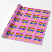 59e verjaardag: Roze strips & harten, regenboognr. Cadeaupapier (Uitgerold)