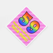 59e verjaardag: Roze strips & harten, regenboognr. Servet (Hoek)