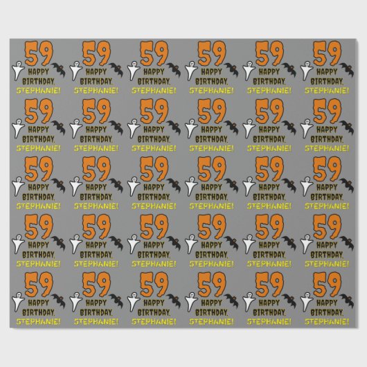 59e verjaardag: Spooky Halloween Thema, aangepaste Cadeaupapier (Vlak)