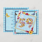 59e verjaardag Uitnodigingsbloemen, vlinders Kaart (Voorkant / Achterkant)