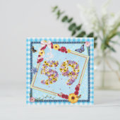 59e verjaardag Uitnodigingsbloemen, vlinders Kaart (Staand voorkant)