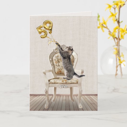 59e verjaardag van de ballonnen en de kat van de t kaart (Gele Bloem)