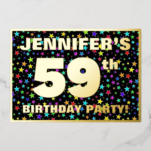 59e verjaardag van de gevechtsdag - Fun, kleurrijk Folie Uitnodiging (Voorkant)