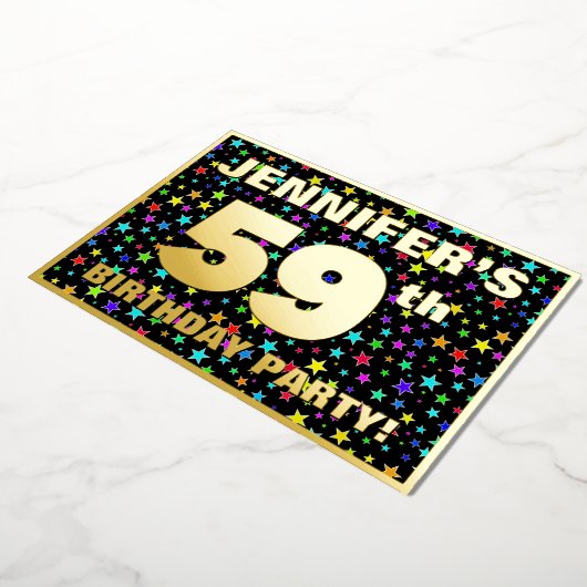 59e verjaardag van de gevechtsdag - Fun, kleurrijk Folie Uitnodiging (Gedraaid)