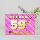 59e verjaardag van de Vogelroze harten en strips Folie Uitnodiging (Staand Voorkant)