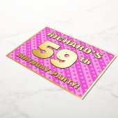 59e verjaardag van de Vogelroze harten en strips Folie Uitnodiging (Gedraaid)