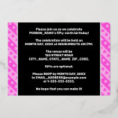 59e verjaardag van de Vogelroze harten en strips Folie Uitnodiging (Achterkant)