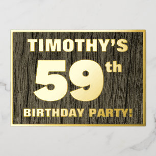59e verjaardag: Vet, Houtgrijnpatroon Folie Uitnodiging
